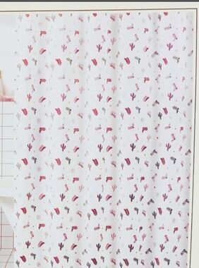 Rachel Zoe Pink and Green Cactus Pattern Shower Curtain
